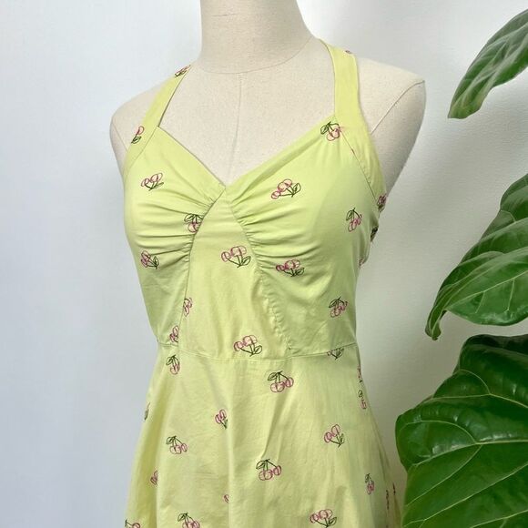 Vintage Dresses & Skirts - Vintage Embroidered Halter Cherry Dress